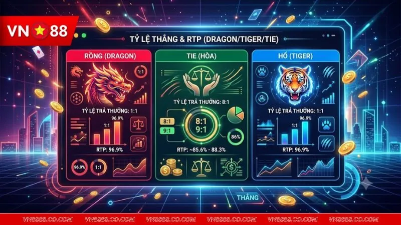 Bảng tỷ lệ trả thưởng chi tiết các cửa cược giúp tối ưu hóa luật chơi rồng hổ cho tân thủ.