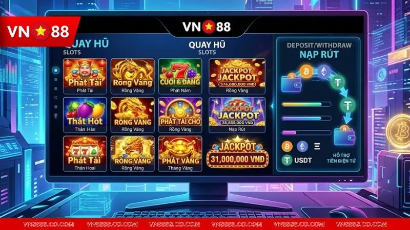 Giao diện chơi slot game bằng tiền điện tử và áp dụng mẹo dừng đúng lúc khi quay hũ crypto