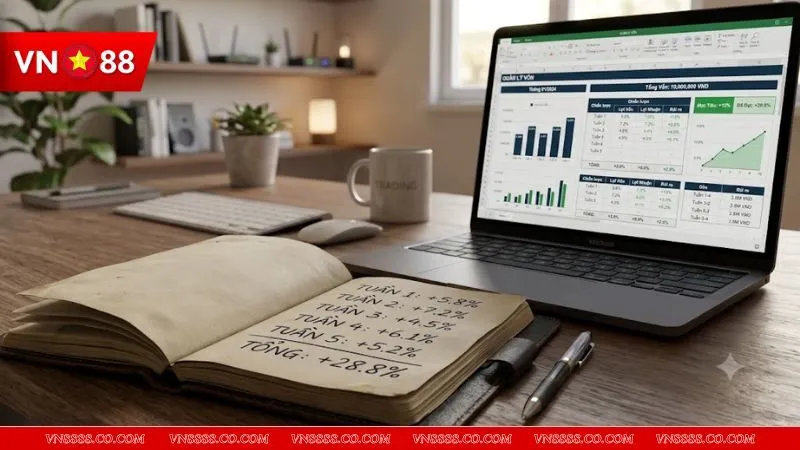 Bảng tính toán các mốc phần trăm lợi nhuận hàng tuần để người chơi theo dõi hiệu quả vốn