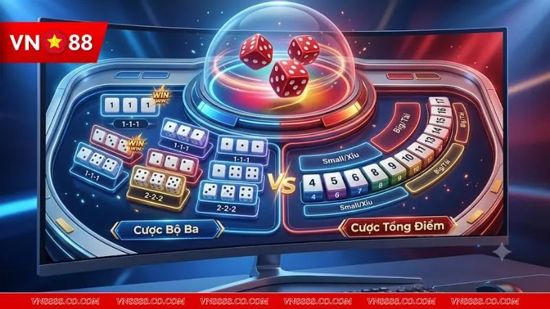 Các cửa cược trong biến thể sicbo hiện đại khác biệt với tài xỉu truyền thống
